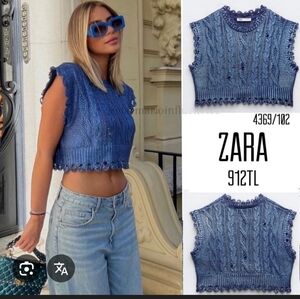 Zara Navy Metallic Cable Knit Women's Sweater S